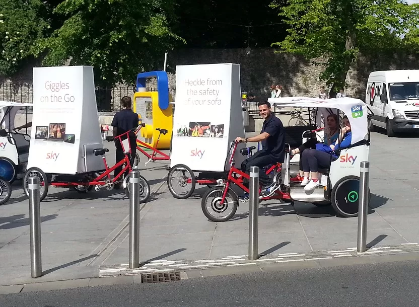 Sky Pedicabs and Adbikes demonstrating Advertising cycles an effective campaign