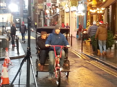 Rickshaw used as mobile camera platform